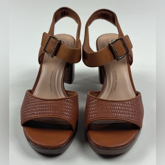 Clarks Ambylyn Faye Brown Tan Leather Womens Block Heel Sandals 26181953 - Picture 2 of 11